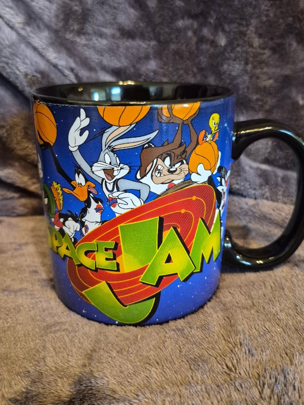 Space Jam Tune Squad Large 20 Oz Black Coffee Mug Cup Warner Bros Silver Buffalo